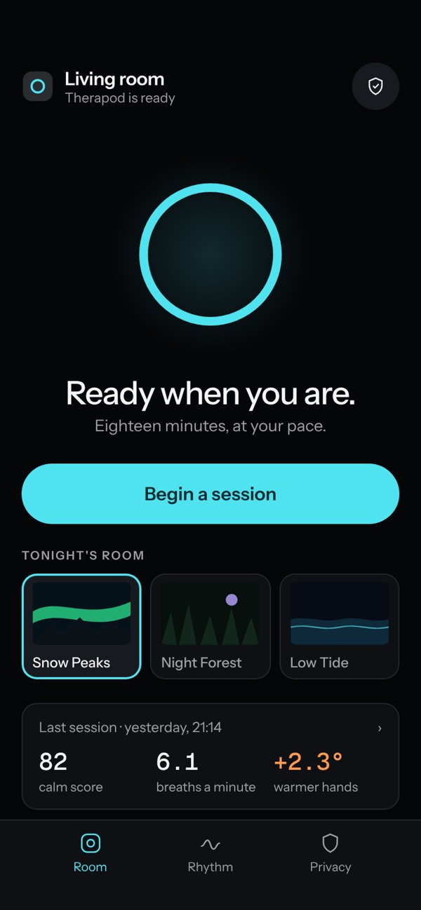 App home screen: Ready when you are, Begin a session